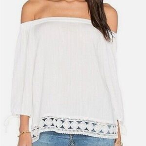 Anthropologie Greylin Akela White Off The Shoulder Top Half Sleeve small EUC